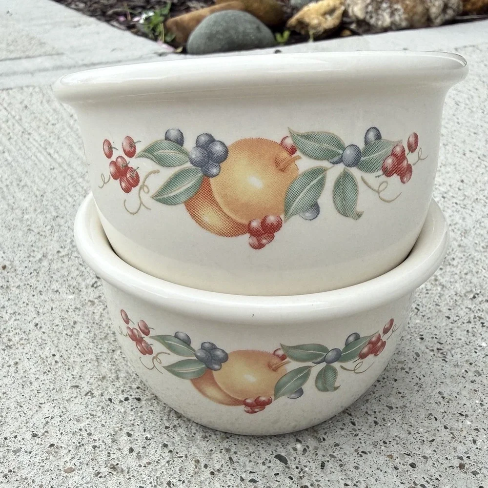 Corelle Coordinates Chutney Fruit Berry Stoneware Bowls Set 2 7 oz Vintage Y2K